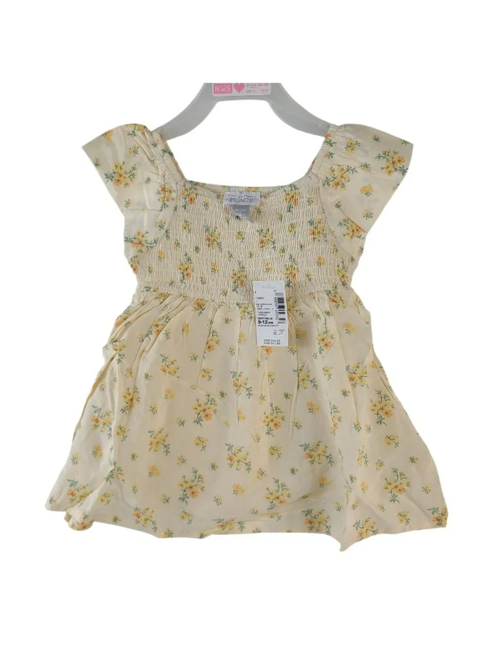 NEW The Children's Place Baby Girl Yellow Floral Dress With Bloomers 9-12 Mo
